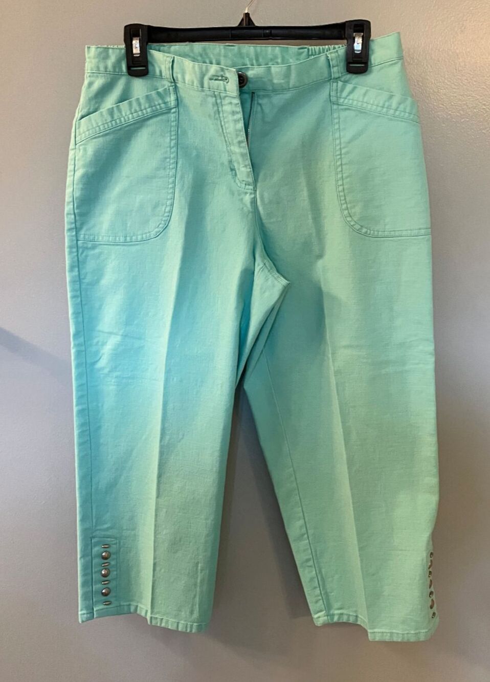 Hearts Of Palm PetiteTeal Crop Jean  Size 10P Embellished